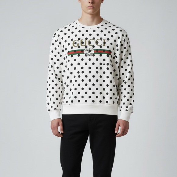 Gucci White & Black Polka Dot Print Sweatshirt - Picture 3 of 14